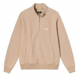 Stüssy Tan Logo Zip Mock Neck - Size M, Mens